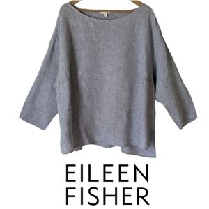 Eileen Fisher Chambray Boatneck Blouse